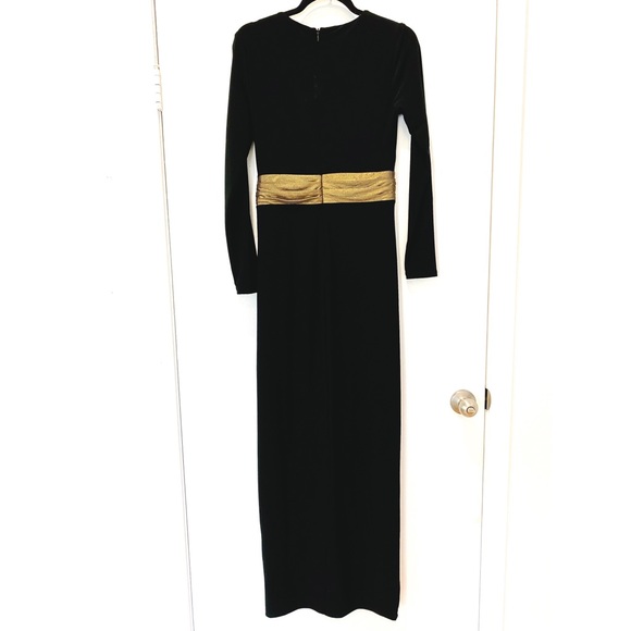Black Ralph Lauren gown with gold trim - Picture 2 of 5
